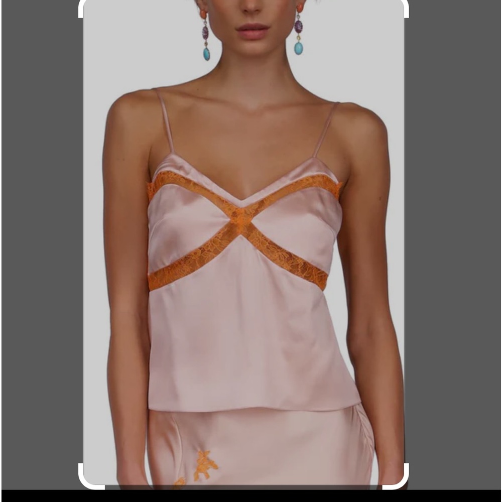 Dannijo  dusty rose silk burnt orange lace back nwt large